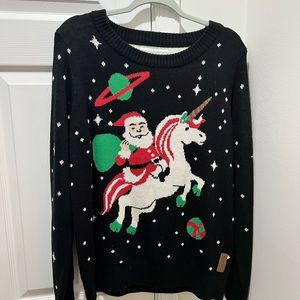 Tipsy Elves Ugly Christmas Sweater - Santa on Unicorn